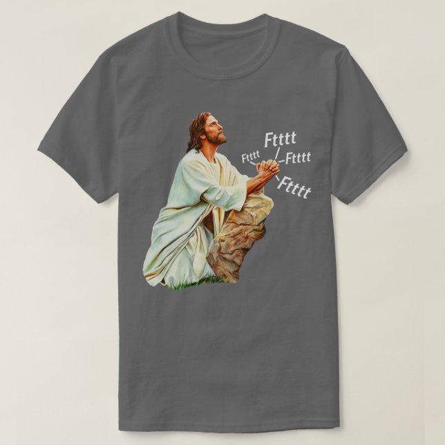 Jesus Prays till Himmelsk Farter T Shirt (Design framsida)