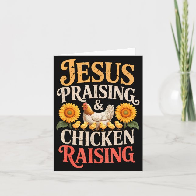 Jesus prisar & kycklinguppfödning Rolig tro F Kort (Framsida)