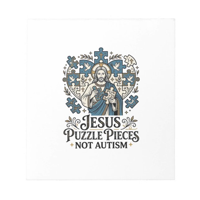 Jesus Pusselbitar Inte Autism Jesus Pusselbitar Anteckningsblock (Framsida)