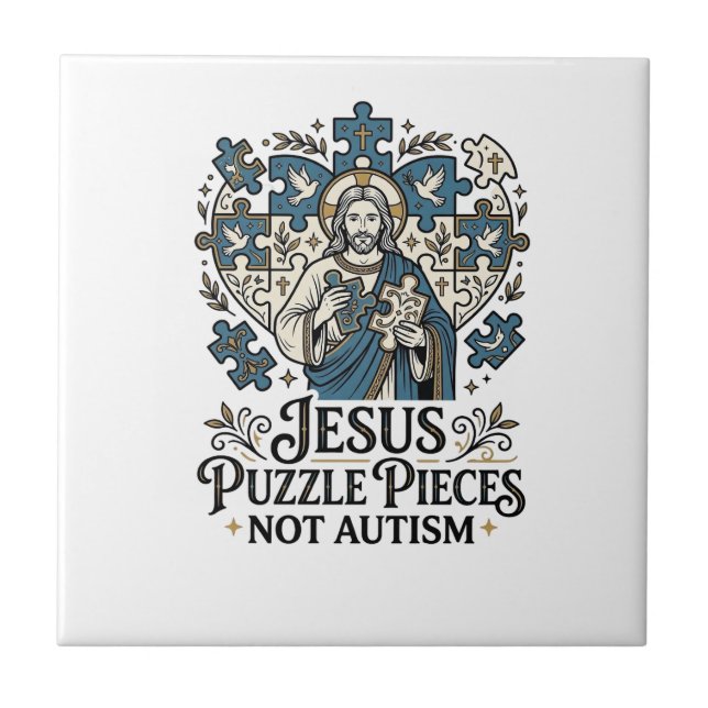 Jesus Pusselbitar Inte Autism Jesus Pusselbitar Kakelplatta (Framsidan)