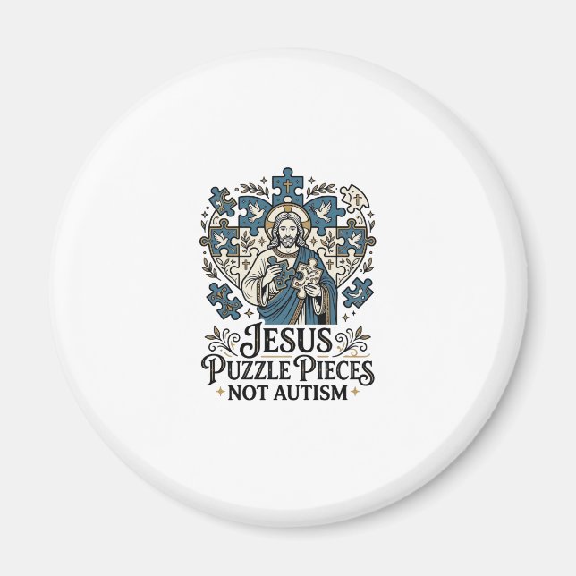 Jesus Pusselbitar Inte Autism Jesus Pusselbitar Magnet (Framsidan)