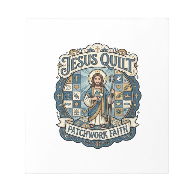 Jesus Quilt Patchwork Tro Jesus Quilt Patchwork  Anteckningsblock (Framsida)