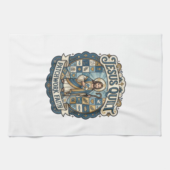 Jesus Quilt Patchwork Tro Jesus Quilt Patchwork  Kökshandduk (Horisontell)