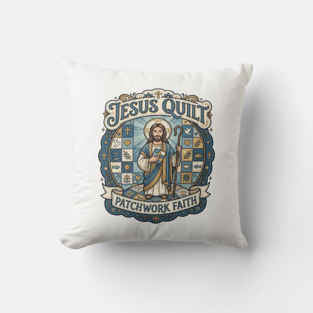 Jesus Quilt Patchwork Tro Jesus Quilt Patchwork  Kudde (Framsida)