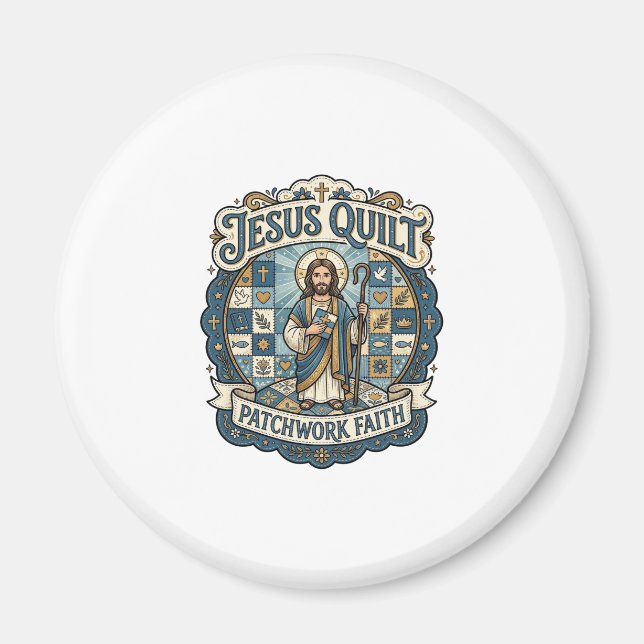 Jesus Quilt Patchwork Tro Jesus Quilt Patchwork  Magnet (Framsidan)