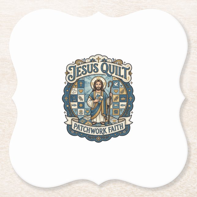 Jesus Quilt Patchwork Tro Jesus Quilt Patchwork  Underlägg Papper (Framsida)