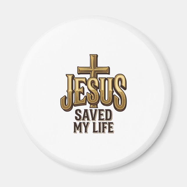 Jesus Räddade Mitt Liv Kors Vintage Magnet (Framsidan)