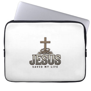 Jesus Räddade Mitt Liv Vintage Gravyr Kristet De Laptop Fodral