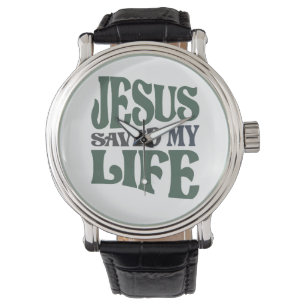 Jesus räddade mitt livs kristna citat armbandsur