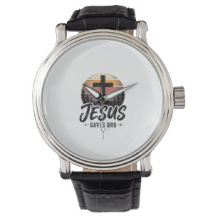 Jesus Räddar Bro Vintage Kristet Kors Shirt Desi Armbandsur