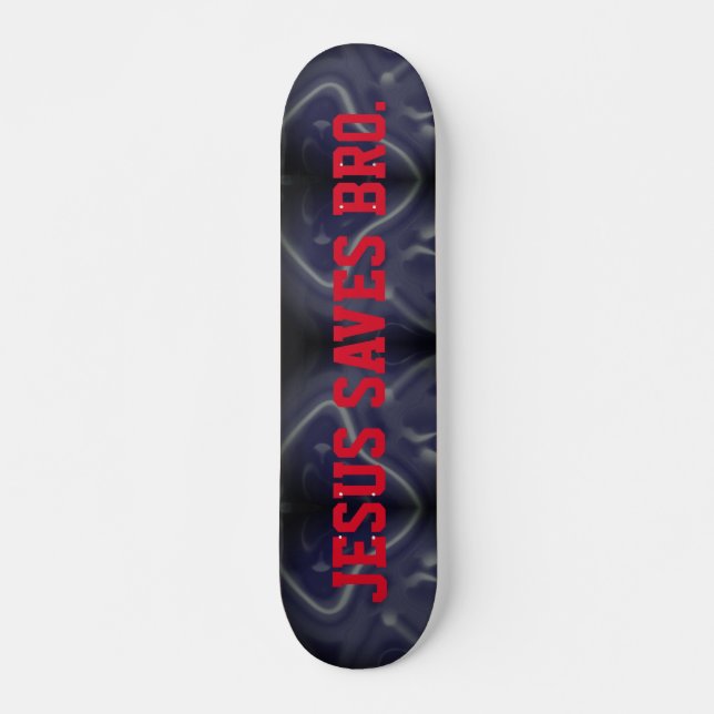 Jesus Räddar Bror. Abstrakt Mönster Blå Skateboard (Framsida)
