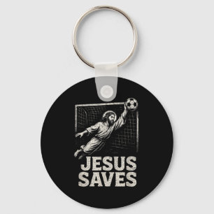 Jesus Räddar - Fotbollsmålvakt Kristen Inspiration Nyckelring