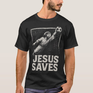 Jesus Räddar - Fotbollsmålvakt Kristen Inspiration T Shirt