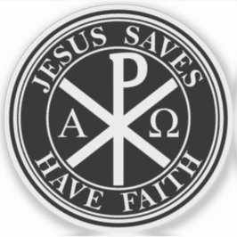 Jesus Räddar,Ha Tro - Chi-Rho-korset (vit) Klistermärken