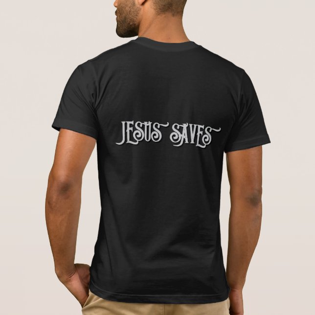 ‘Jesus Räddar’ Kristet Citat  T Shirt (Baksida)