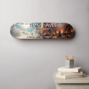 Jesus Räddar Mini Skateboard Bräda 18,5 Cm