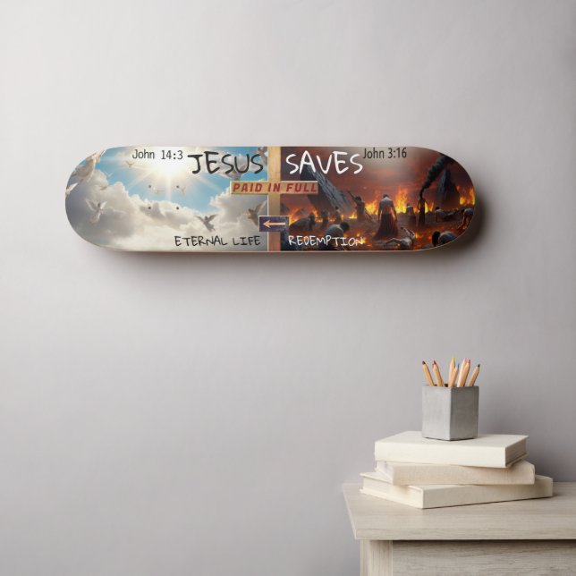 Jesus Räddar Mini Skateboard Bräda 18,5 Cm (Väggkonst (Horz))