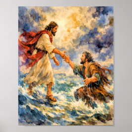 Jesus Räddar Peter Kristallkonstaffisch Poster