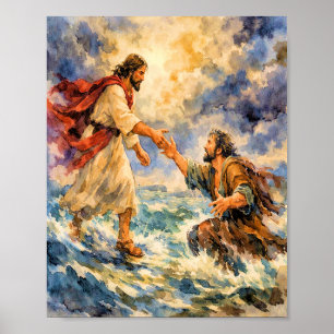 Jesus Räddar Peter Kristallkonstaffisch Poster