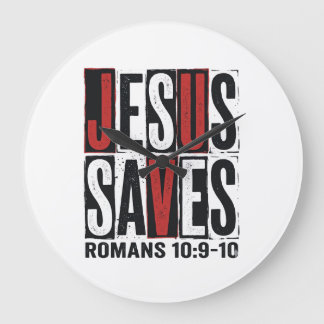 Jesus Räddar Romarna 10_9 Kristet Vintage T-Shirt Stor Klocka