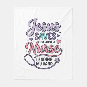 Jesus Räddar Sjuksköterska Faith T-Shirt Design_1 Fleecefilt