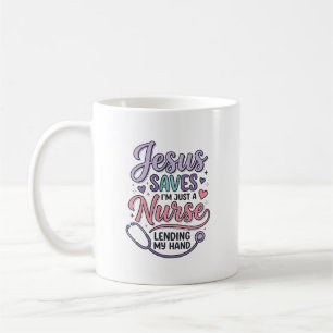 Jesus Räddar Sjuksköterska Faith T-Shirt Design_1 Kaffemugg