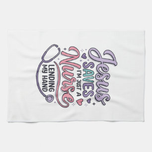 Jesus Räddar Sjuksköterska Faith T-Shirt Design_1 Kökshandduk