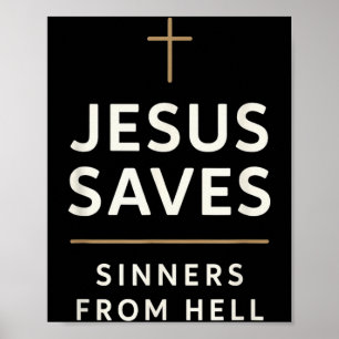 Jesus Räddar Syndare Från Helvetet Evangelisk Evan Poster