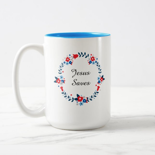 Jesus Räddar Två-Tonad Mugg (Vänster)