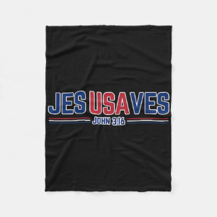 Jesus Räddar Usa - Kristet Patriotiskt Jesusräddar Fleecefilt
