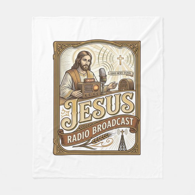 Jesus Radio Sänd Jesus Radio Sänd Kristus Fleecefilt (Framsidan)