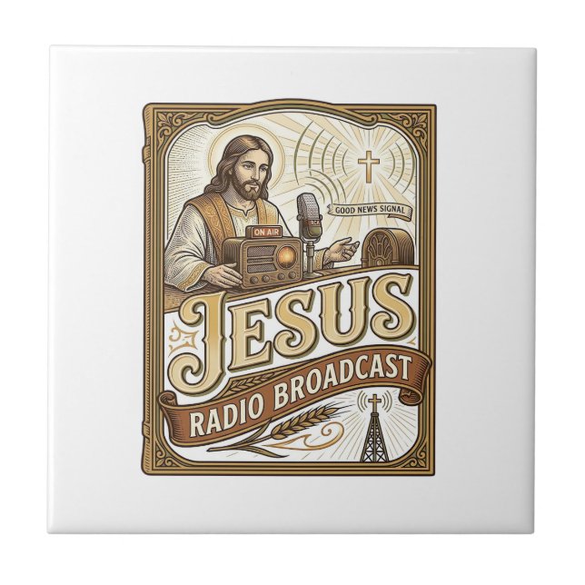 Jesus Radio Sänd Jesus Radio Sänd Kristus Kakelplatta (Framsidan)