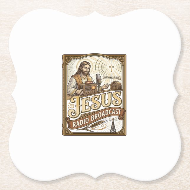 Jesus Radio Sänd Jesus Radio Sänd Kristus Underlägg Papper (Framsida)