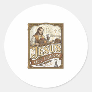 Jesus Radio Sändning Jesus Radio Sändning Kristus Runt Klistermärke