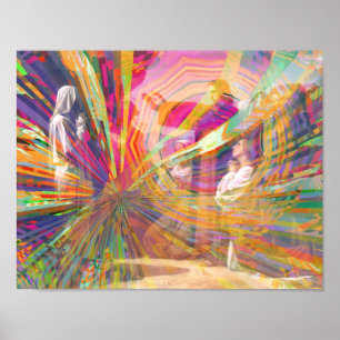 Jesus Raises Lazarus Neon Pastel Pinjul Poster