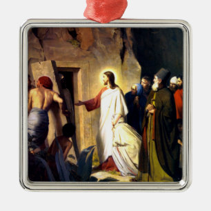 Jesus Raising Lazarus från Döda Julgransprydnad Metall