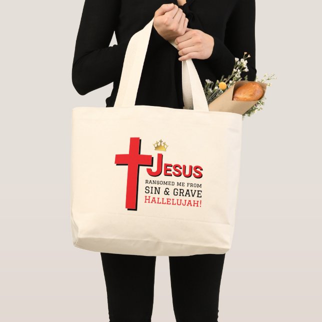 JESUS RANSOMED ME Christian Påsk Jumbo Tygkasse (Framsida (produkt))
