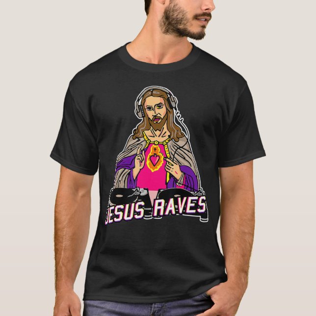 Jesus Raves Christmas EDM Music XMas Party Christi T Shirt (Framsida)