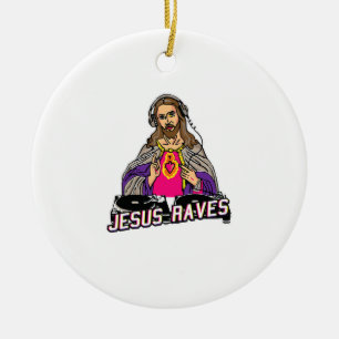 Jesus Raves jul EDM Music X-Mas Party Jesus Julgransprydnad Keramik