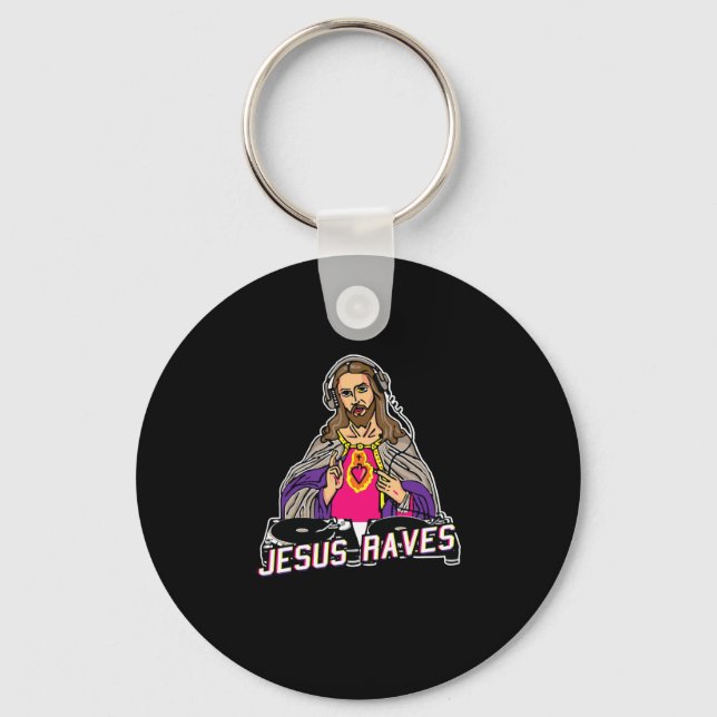Jesus Raves jul EDM Music X-Mas Party Jesus Nyckelring (Framsida)