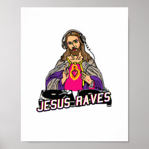 Jesus Raves jul EDM Music X-Mas Party Jesus Poster