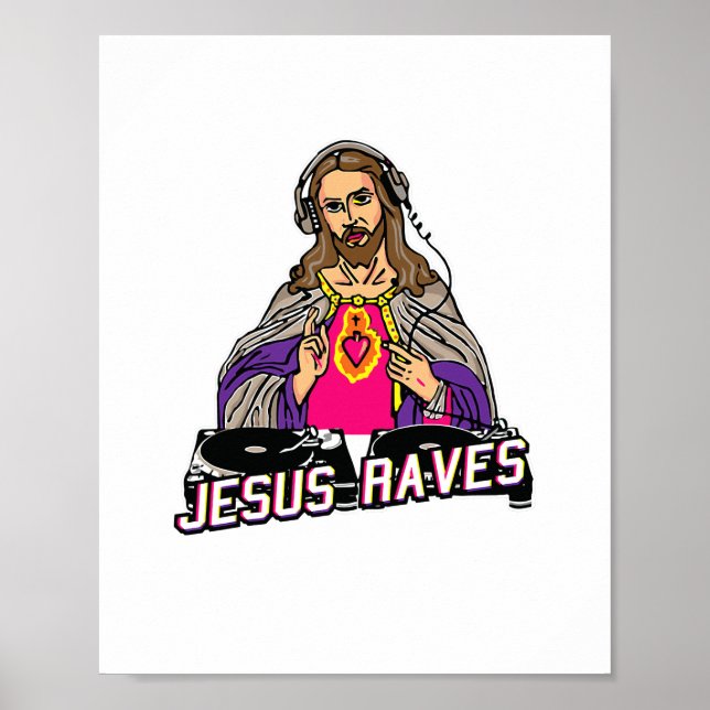 Jesus Raves jul EDM Music X-Mas Party Jesus Poster (Framsidan)