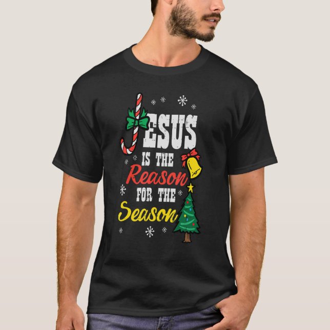 Jesus Reason For Season Christmas Christian Religi T Shirt (Framsida)