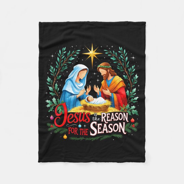 Jesus Reason For The Season Nativity Christmas Des Fleecefilt (Framsidan)