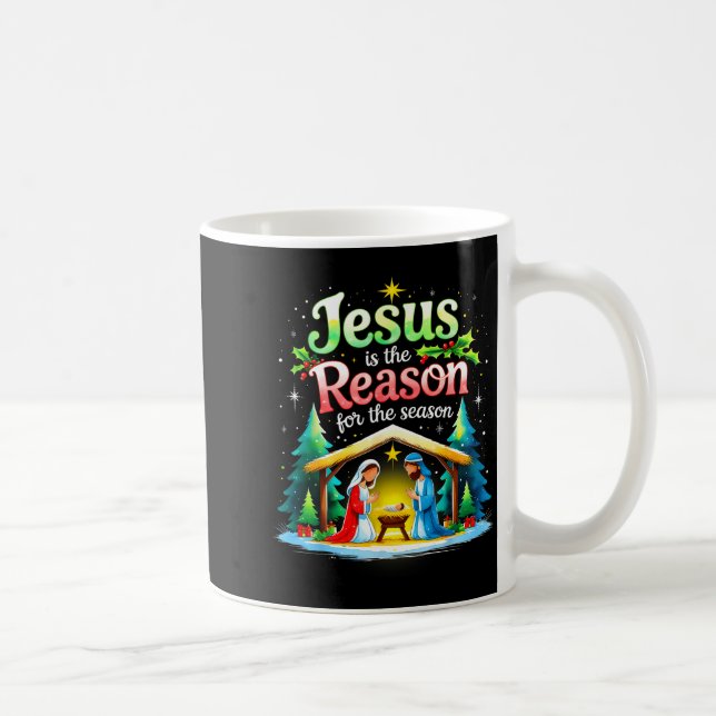 Jesus Reason For The Season Nativity Christmas Des Kaffemugg (Höger)