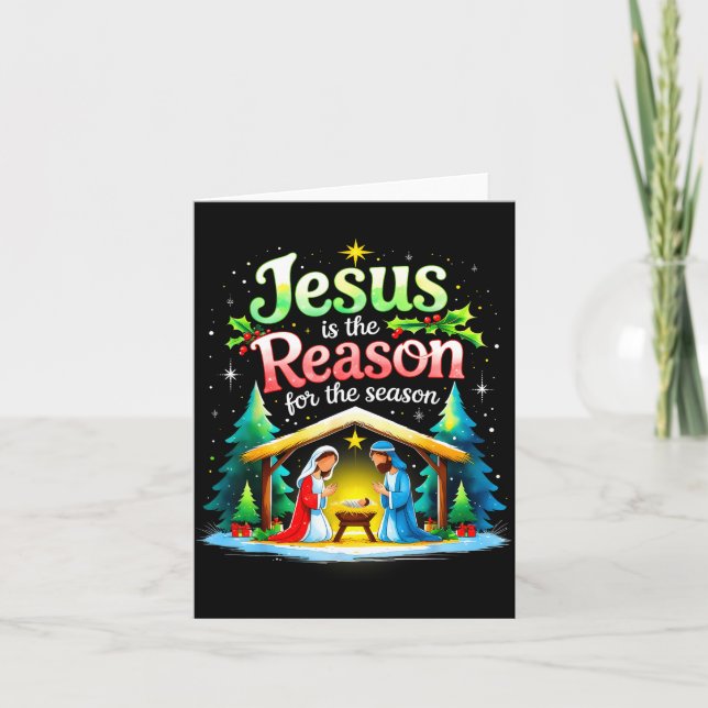 Jesus Reason For The Season Nativity Christmas Des Kort (Framsida)