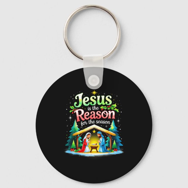 Jesus Reason For The Season Nativity Christmas Des Nyckelring (Framsida)