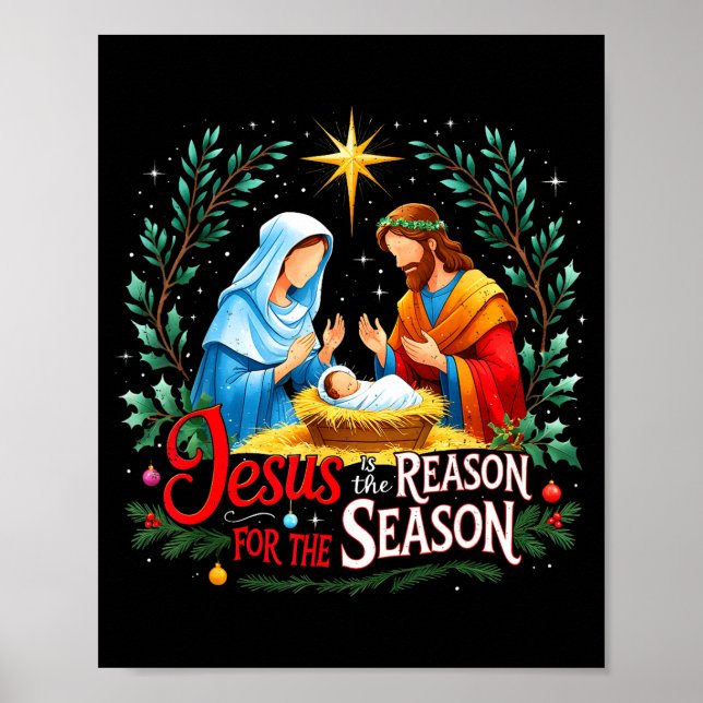 Jesus Reason For The Season Nativity Christmas Des Poster (Framsidan)