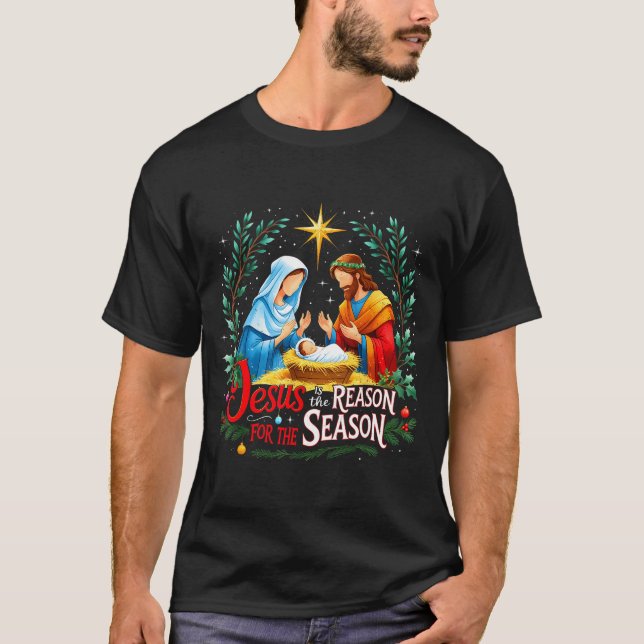 Jesus Reason For The Season Nativity Christmas Des T Shirt (Framsida)