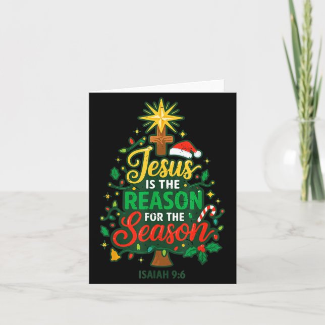 Jesus Reason Season Christian Christmas Family Pjs Kort (Framsida)